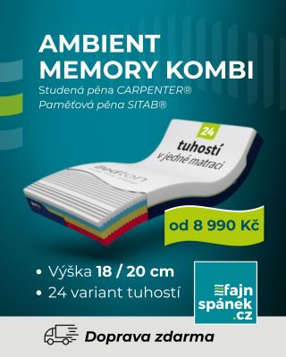 🛏️ Matrace AMBIENT MEMORY KOMBI se přizpůsobí vám. Oboustranná sendvičová matrace s možností nastavení až 24 různých...